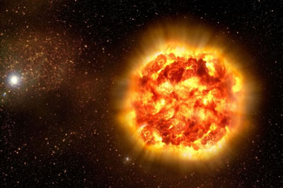 Artists impression of how a Type Ia supernova, the type of exploding star used to discover dark energy, might look up close.  <i>Credit: ESO</i>